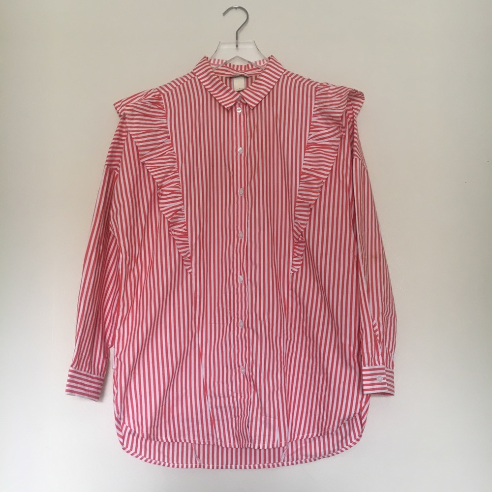 Monki Ruffle Button Down Shirt